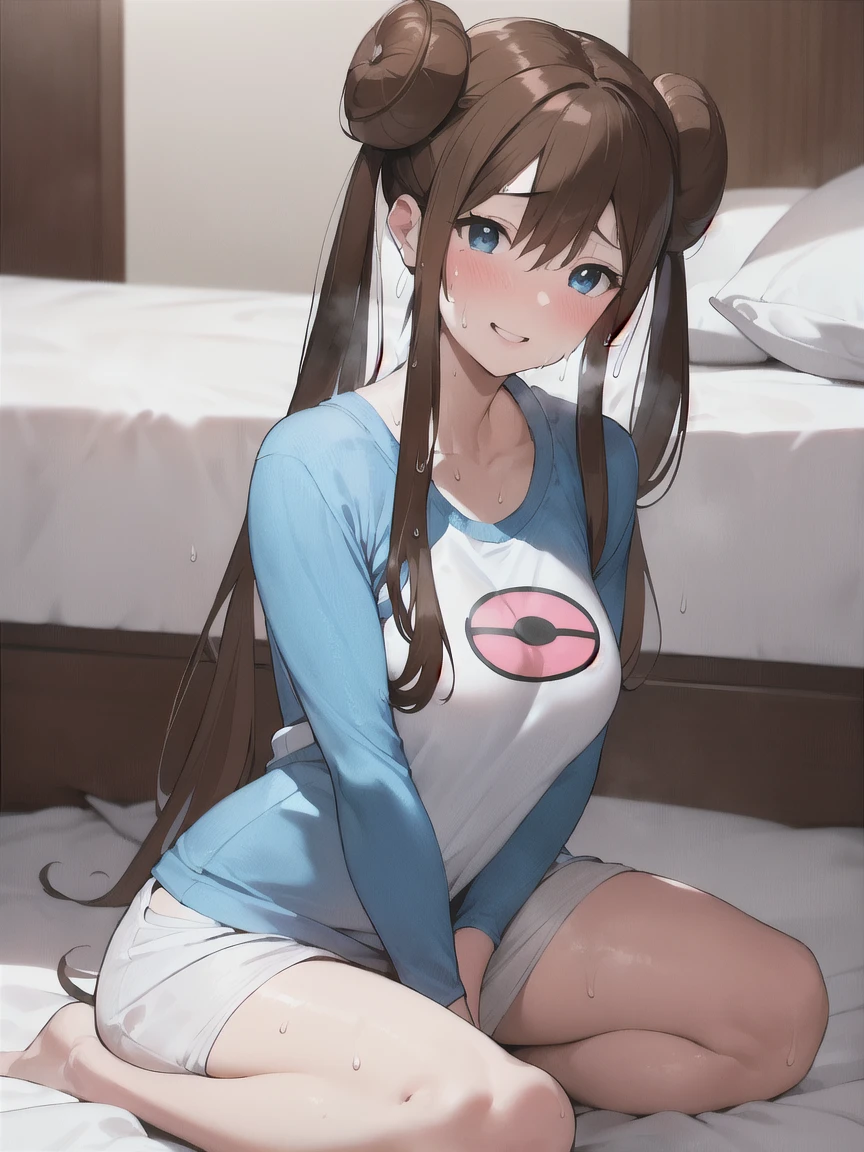 M-shaped legs、open one's legs、Pussy、masterpiece, top-quality, hight resolution, RO1, Hair buns, blue eyess, Twin-tailed, Visor Cap, panthyhose, raglan sleeves, Pink Panties, The shirt, Pink ribbon, Watches, Slouched, gym, crouching down, , see -through, crouching down, Open legs, thighs thighs thighs thighs, Attractive thighs、Ruined restroom