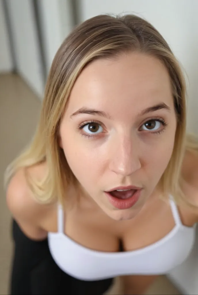 beautiful girl, alen4_kryukova, c4r1mj34, taylor hill woman, on all fours, sucking dick, grabbing penis,  slim body, closed eyes ,big tits hanging, ((black dress with wide cleavage)). ((frontal view)),, pov: boy lying face up,, photorealistic, photo, masterpiece, realistic, realism, photorealism