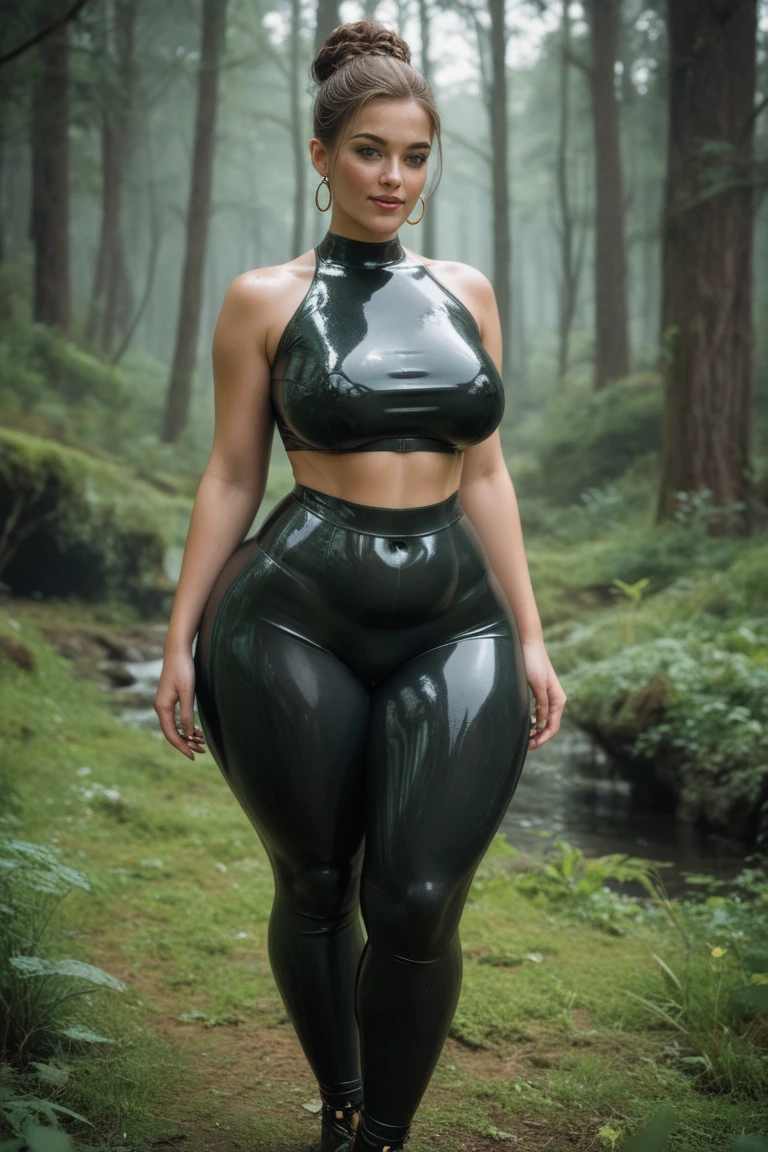 (Nsfw:1.5), a Mature Woman, solo, (huge breasts:1.5), (thick body:1.4), (muscle abs:1.1), (front bangs hair:1.3), looking at viewer, (wet sweaty body:1.5), (wet skintight crop top torn bikini suit:1.4), (Beautifull makeup:1.5), (wet skintight torn jeans pants:1.2), (running sneakers:1.4), Best quality at best, (Relax walking:1.9), (outdoor park:1.5), diffuselighting, depth of fields, Background bokeh, photorealistic, UHD, (anatomically correct:1.5), high details, high quality, best quality, highres, 16k, HD.