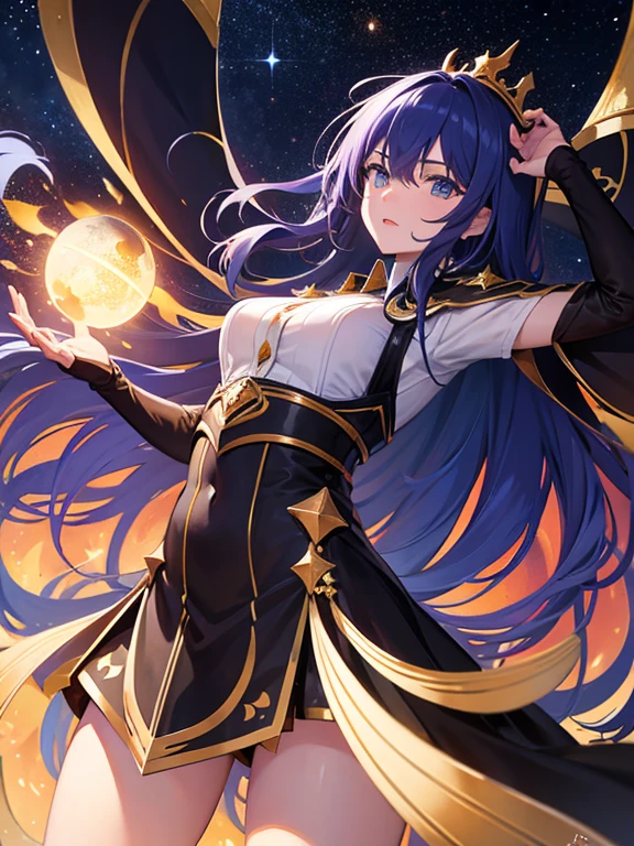 Wow!, big glowing star eyes, like Paimon from Genshin’s ‘oh look, treasure!’ eyes, instead of the iris and pupil there is a big glowing light-yellow four-side star for each eye.