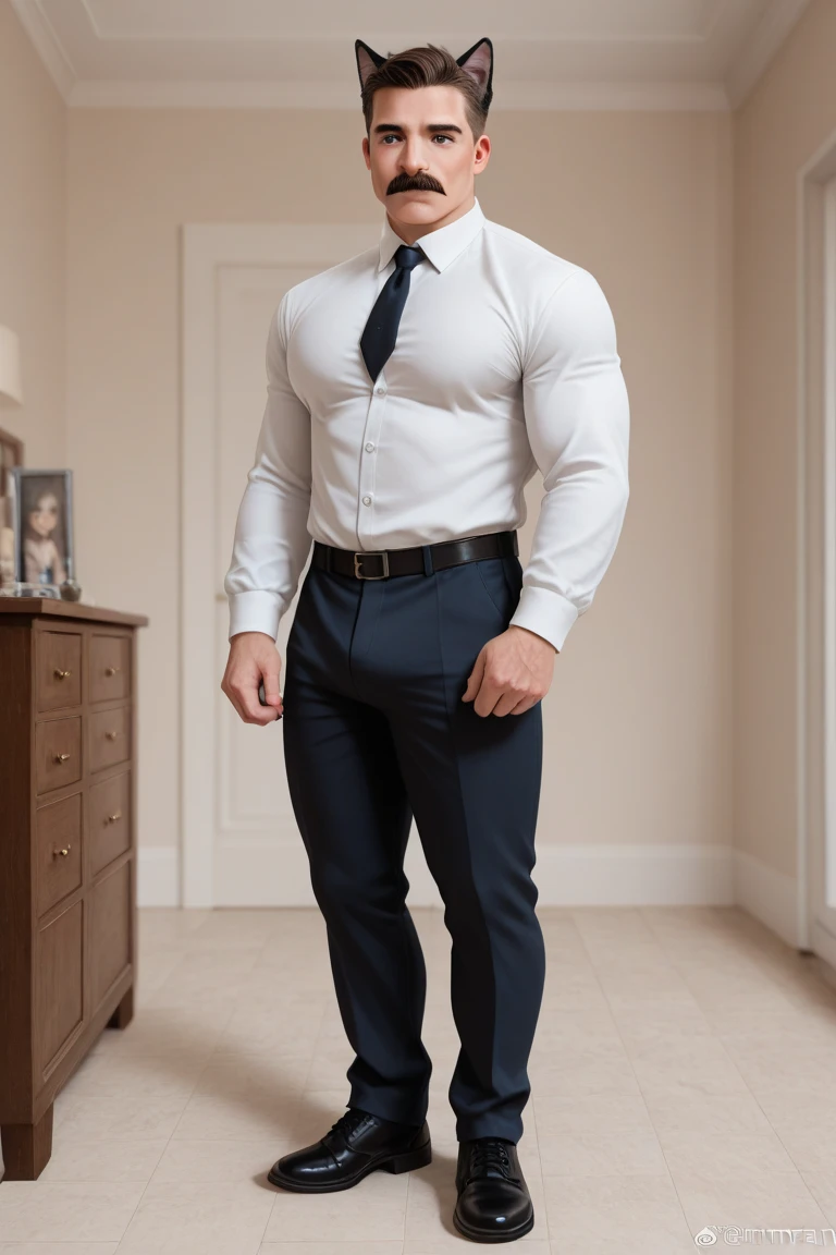 18 years old indian school boy with small beard mascular dark skin jaat with spiky hairstyle in , head to toe, indian school boy, beautiful eyes, large lips, volumeric light, wearing opened white shirt with navy trouser with navy tie, formal black shoes with white socks, huge bulge, muscular chest, long legs, Wide shoulders, nice detailed hands, standing with spread legs in toilet background, sunny day, daylight