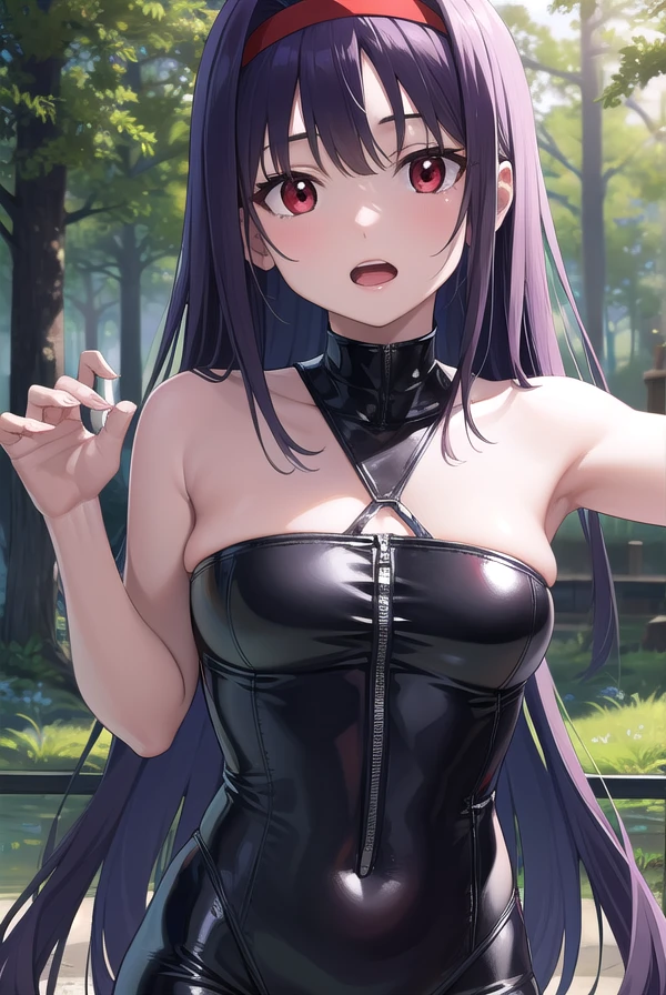 One girl,full bodyesbian, torn cloth, Open legs, hand behind head, Underarms, , Tears, Humiliated, 浴室,Long hair,Heart-shaped pupils, black latex bodysuit, Torn clothes, ripped apart, ball gagged, upper legs,Pathetic,exhibitionism