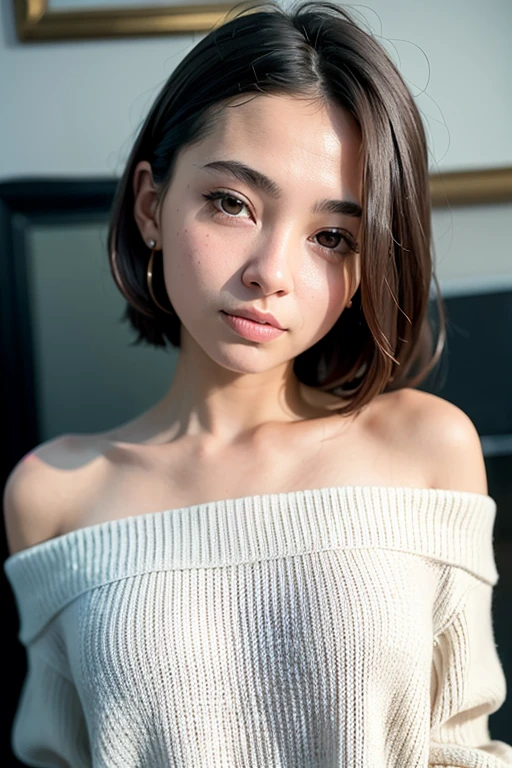 nsfw, huge tits, nude, (1 girl), beautiful face, (realistic face), (black hair, short hair:1.3), Beautiful Hairstyles, realistic eyes, detailed and beautiful eyes, disorganized, Charm, surreal, very detailed, golden ratio, cum on face, small sweater, cum in pussy, upskirt, teasing, cum in mouth, tits job, anal