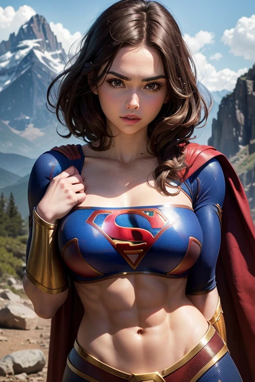 (masterpiece) (best quality), supergirl(hige breasts, expressive blue eyes, perfect face, 1girl: 1.8 (victoria secret model)) in photo essay,supergirl wearing lingerie (supergirl logo on bra and panties:1.7),full body, 19 years, 1milf, defined body, beautiful, adult: 1.3, long black hair, voluminous black hair, imaginable, beautiful, clothing, midriff (young woman), no makeup, close-up of face, happy expression, pink club lights,