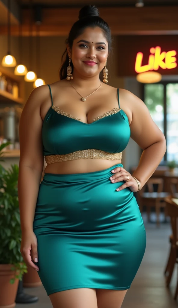 Indian gorgeous curvy plus size actress madhubala, glowing eyes, wearing SHEIN VCAY Plus Size Summer Casual Allover Print Dress, Cinched Waistline And Ruffled Hem

Color: Green
 , covered Bust, parted lips, thick thighs, bigger waist, busty, curvy plus size body, full body, full body shot, head to toe view, hourglass body, curvy plus size body, smile face, bigger waist, busty, big hips, fleshy thighs, thick thighs, busty, full body view, Dubrovnik Old Town, Croatia: Medieval walled city with stunning coastal views.
