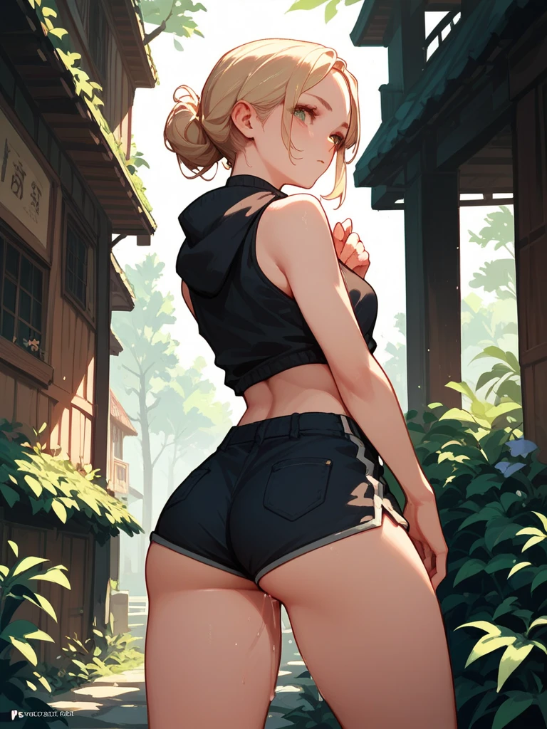 master piece,hyper quality, Hyper Detailed,perfect drawing,girl with、1 person、(((Wear only underwear)))、((Luxury underwear))、Brown and blonde mesh、A back with sharp eyes、Pose with buttocks sticking out、Look back with a smile、Beautiful background focused on women'S buttocks, Perfect Beautiful Girl、Perfect Photo