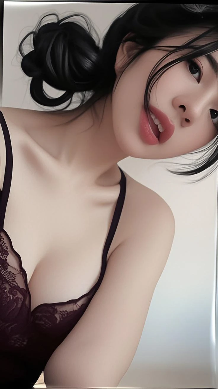 il y a une femme qui pose pour une photo dans un miroir,fille de 19 ans, Il Yaoting, Lingerie transparente en dentelle,erected ,(pupilles en forme de coeur:1.3),(langue dehors:1.2),afraid:1.3,(Levant les yeux),Chambre la nuit,Collier,Messy clothes, vaches laitières, a genou, (pleurer: 0.7), Bouche ouverte, salive, gorge, langue qui colle, population suspendue, pipe_Invitation to, Dans la bouche, (pupilles en forme de coeur)