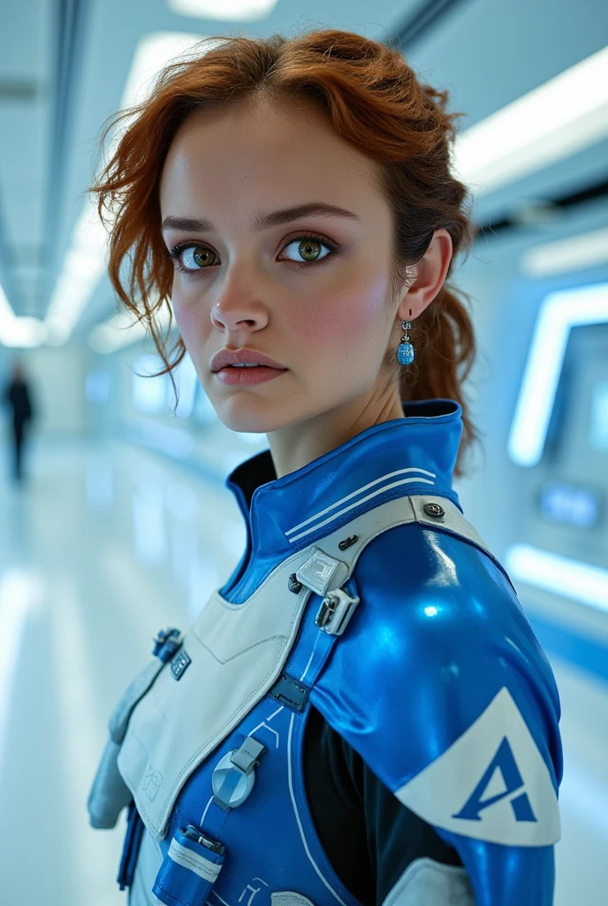A cute and nerdy woman, (Michelle Pfeiffer:Gillian Jacobs:0.5), brunette hair tied in a ponytail, (wearing a plunging high detail blue Fallout 4 vault suit), high detail face, high detail skin, seductive expression, perfect body, perfect proportions, a nuclear wasteland background with scattered ruins, high quality, masterpiece, realistic photo, intricately detailed, 8k, HDR, shallow depth of field, wide light, high contrast, backlight, sharp focus, RAW color photo, looking at the camera, cool colors, dynamic poses, in the style of Fallout 4