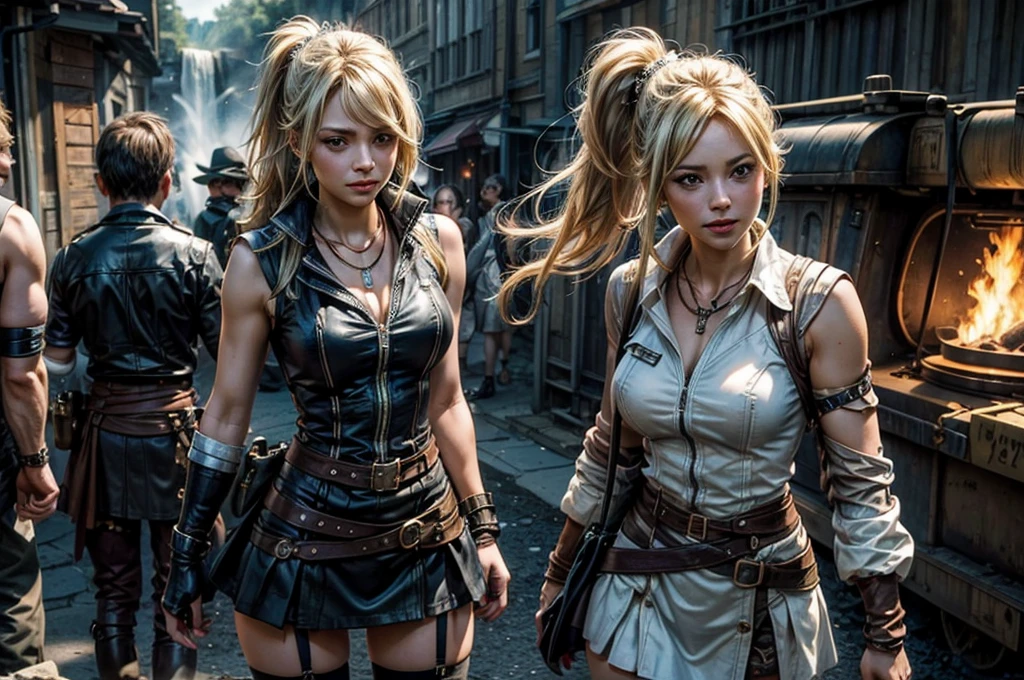 two sisters, twin sisters, official art, unity 8k wallpaper, ultra detailed, beautiful and aesthetic, High quality, beautiful, masterpiece, best quality, (zentangle, mandala, tangle, entangle:0.6), full body:1.3, fit body:1.2, lean fit young woman:1.1, walking:1.1, thin body, beautiful face