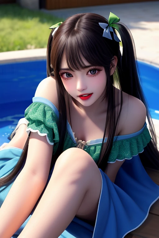 masutepiece, Best Quality, High quality, High Definition, high quality texture, high quality shadow, high detailing, Beautiful detailed, Finely detailed, extremely details CG, Detailed texture, realistic representation of face, Realistic, Colorful, Delicate, Cinematic Light, side lights, Lens Flare, Ray tracing, Sharp Focus, (Intricate details, makeup, pureerosface_v1:0.5), (Detailed beautiful delicate face, Detailed beautiful delicate eyes, A perfectly proportioned face, High detailed skin, Detailed skin, best ratio four finger and one thumb, upperbody shot, (Large breasts), (cleavage), ((Smooth texture, Realistic texture, Photorealistic)), (Detailed beautiful eyes, Beautiful eyelashes, Green eyes), (((Green eyes))), (golden semi-long hair), 1 woman, at poolside, (((sailor blue shirt, Sleeveless, Open front))), (Beautiful face, Cute face, Detailed face), (((Sunny))), Perfect Eyes Eyes