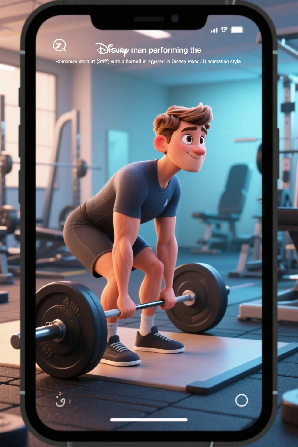 Skinny teddy bear looking in the mirror and seeing a muscular man with gym weights 