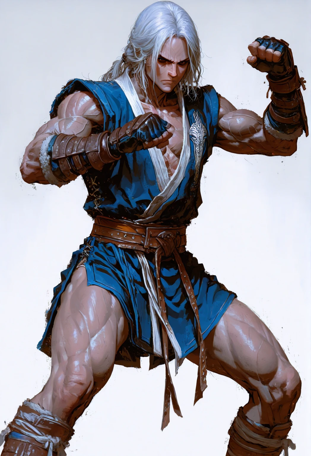 medieval pirate (​masterpiece,best quality,most absurd ), 1 Mann, muscular, naked, detailled eyes, blue eyes,, runs to the camera, shirtless, Hut, ((White background)), full body pose