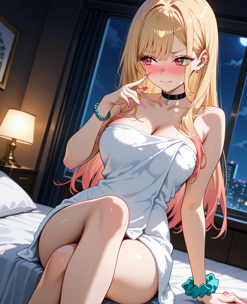 Safe for work, masterpiece, best quality, solo, 1 girl,  cute girl, wholesome girl, (young female body:1.4), (medium small breasts), cowboy shot, light blue eyes, yellow golden hair, extra long blonde hair, very ling hair, hime cut, bedroom, lying on bed, bed, black dress, short black dress, tight dress, sleveless dress, spreading legs, night time, dark ambience, lying down on back, plunge neckline, legs wide open, hands on breast, hands on stomach, hands on leg, bending leg, one leg up, waiting to be fucked, holding legs open, open legs
