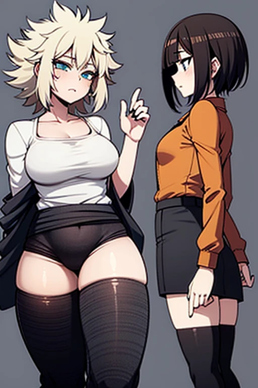 two sexy women, flirtatious smiles, various hairstyles, casino outfits, fully white background, full body