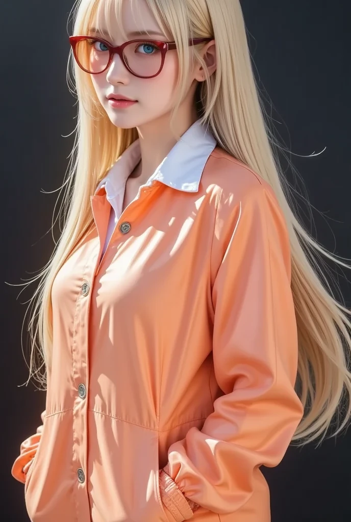 Beautiful girl , slim fit body , blonde hair, baggy hoody, rose pink lips , blue eyes, blushed cheeks