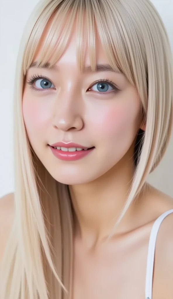 (Highest quality、8K、32k、masterpiece)、(RAW Photos)、(Realistic)、(High resolution)、Very detailedな、Very beautiful face and eyes、One Girl、Round and small face、Delicate body、(close、Highest quality、Rich skin detail、Highest quality、8K)、Very detailed、(Realistic、Realistic:1.37)、Vibrant colors、(((Laughter)))、(((blonde)))、(((Please touch my chest with your right hand..)))、(((smile)))、(((Bust Shot)))、(((White Background)))、((Medium Hair))、(((White wall background)))、(((blonde)))、(((Wear clothes with pop designs..)))、(((Black and white clothes)))、(((White wall background)))、