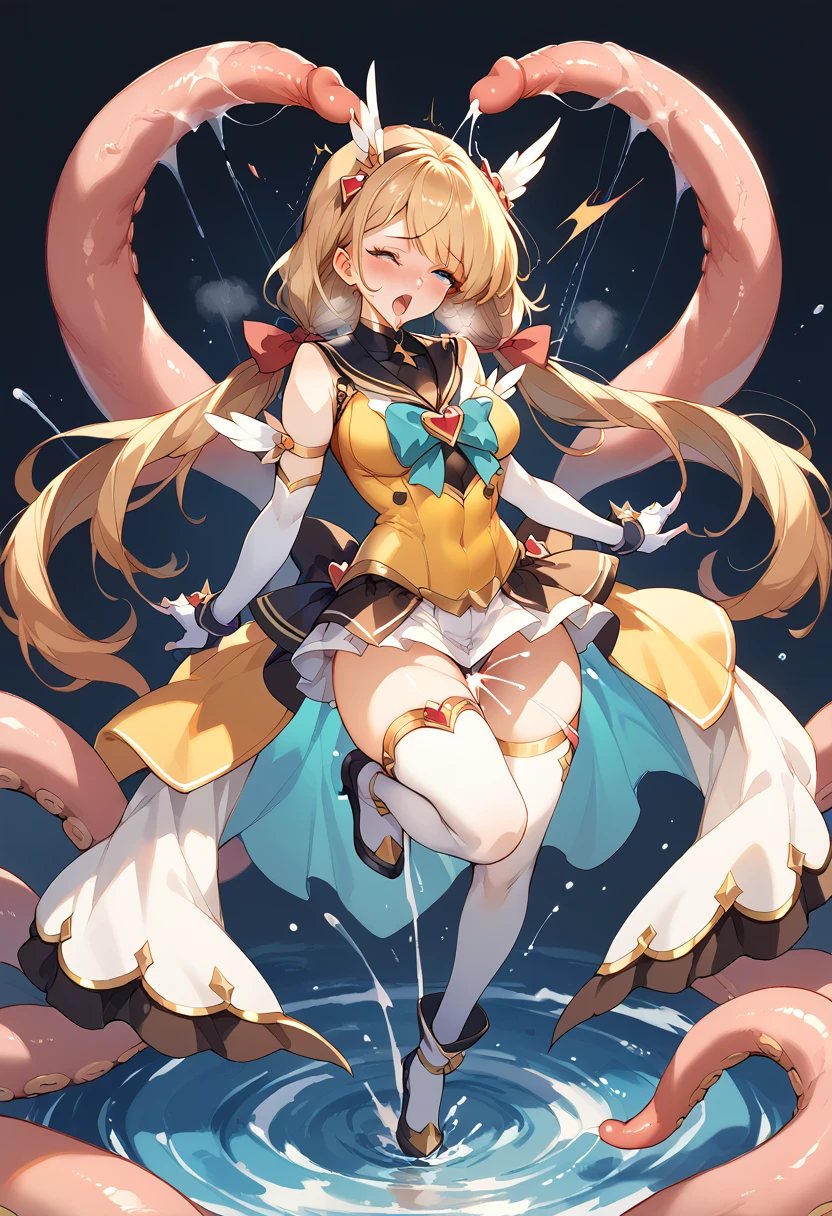 mami tomoe, 1 girl, tentacles, surprised, open mouth, white panty