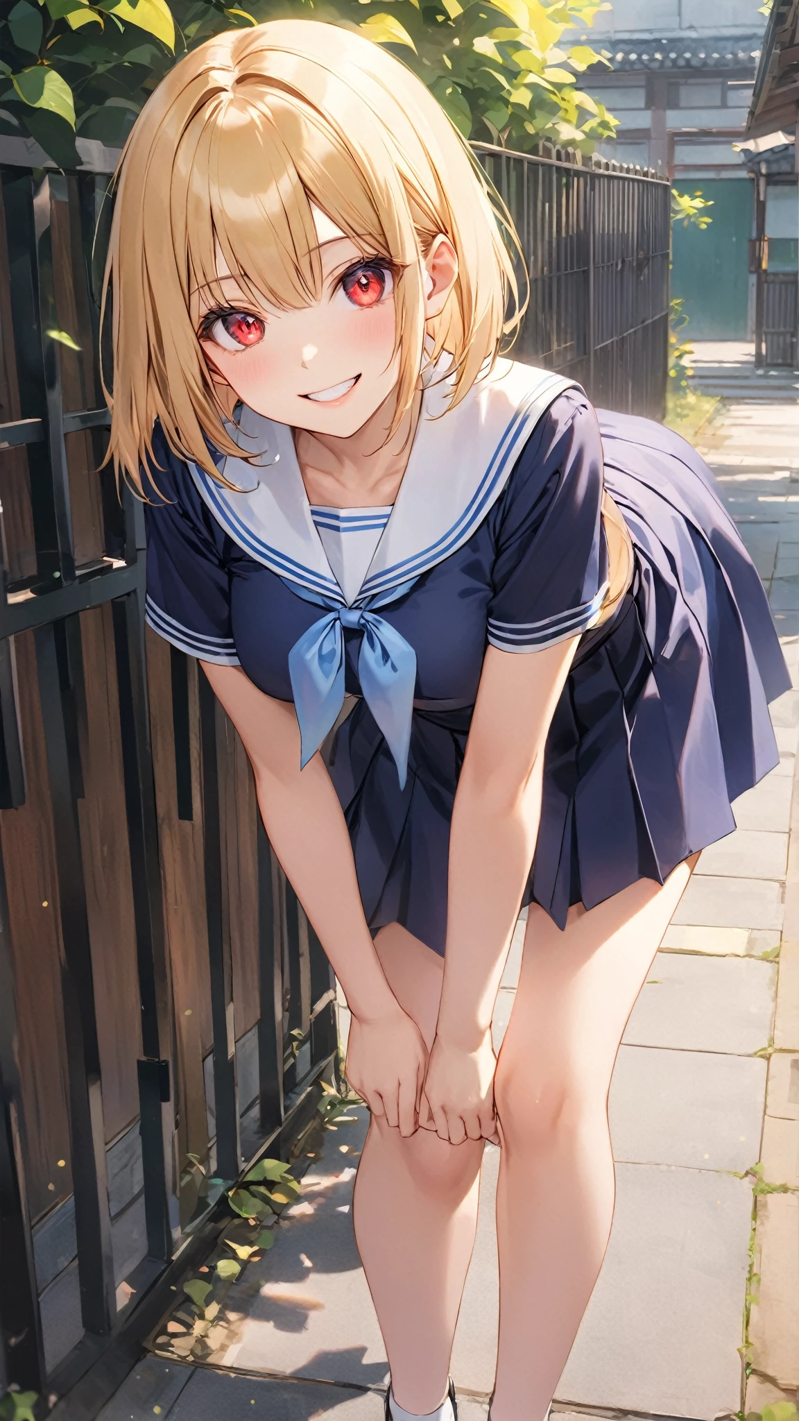 Super resolution video、8K、highest quality,One Girl, alone,cute,Innocent Beautiful Girl,Flat Chest,A beautiful face that still retains a youthful look,Summer sailor uniform,The hairstyle and hair color change randomly.,Sitting on a bench、Embarrassed,Staring at the audience,Beautiful eyes, Delicate depiction, ,She spreads her legs and shyly shows off her panties、She shows off her white frilly panties to the viewers.、Cute design panties、
