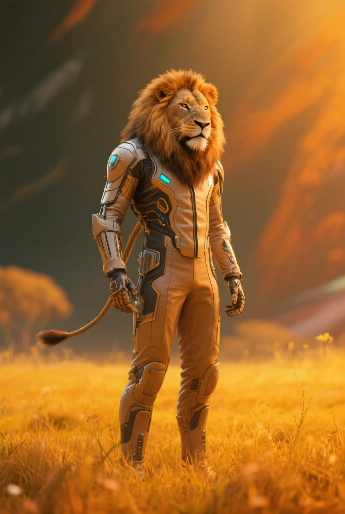 ((best quality)), ((masterpiece)), (detailed), lion-O, thundercats, astronaut suit,space ship,The Milky Way is in the sky,universe background,There are planets in the distance,On the surface of a planet full of magma