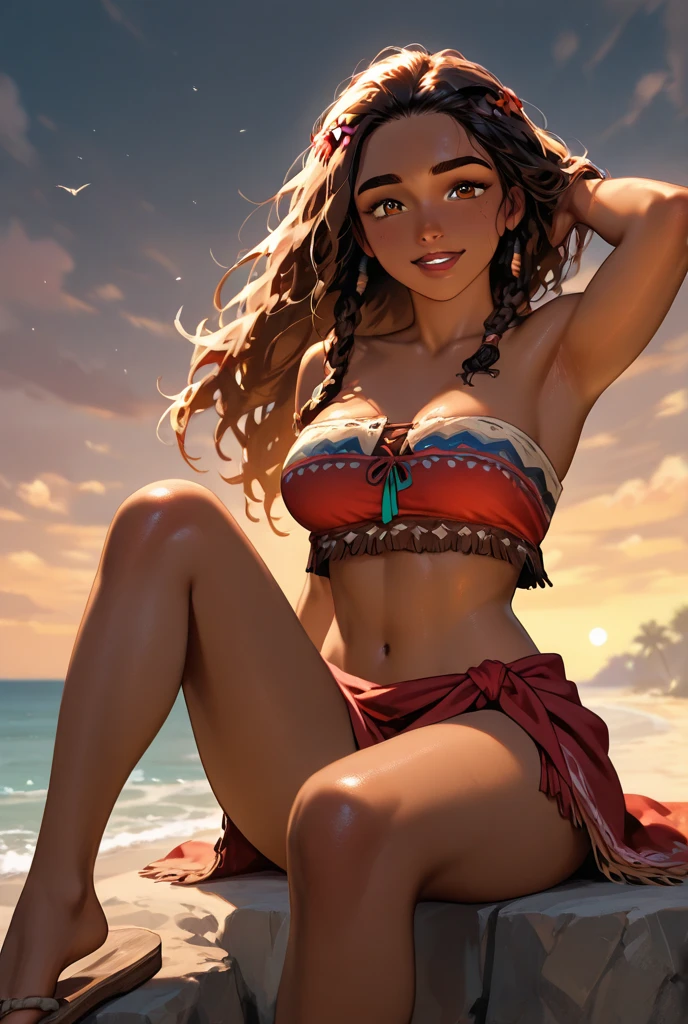 woman sitting on a desert island in torn clothes --auto