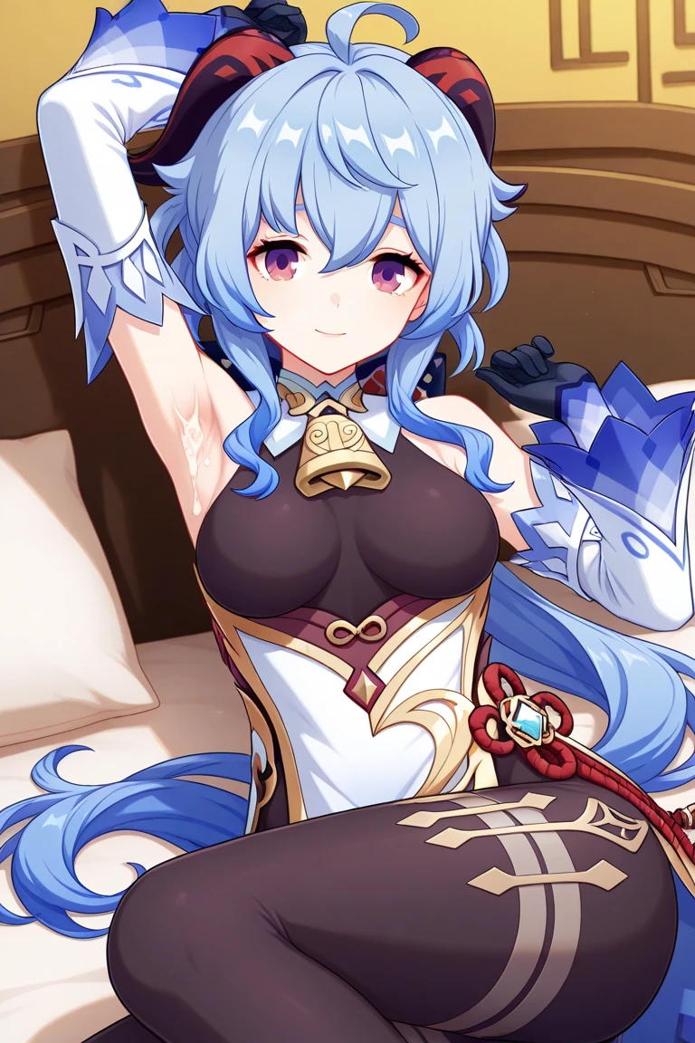 obra maestra, Mejor calidad, obra maestra, cara detallada, ojos detallados, cuerpo completo, 1 chica, pelo azul, pelo largo, blue hair, long hair, red lips, armadura de bikini femenina, gold armour,gemas aguamarina, rosa en la boca, templo griego, rosas en el suelo, breats, doggystyle, all fours, sex from behind, facing viewer, NSFW, +18