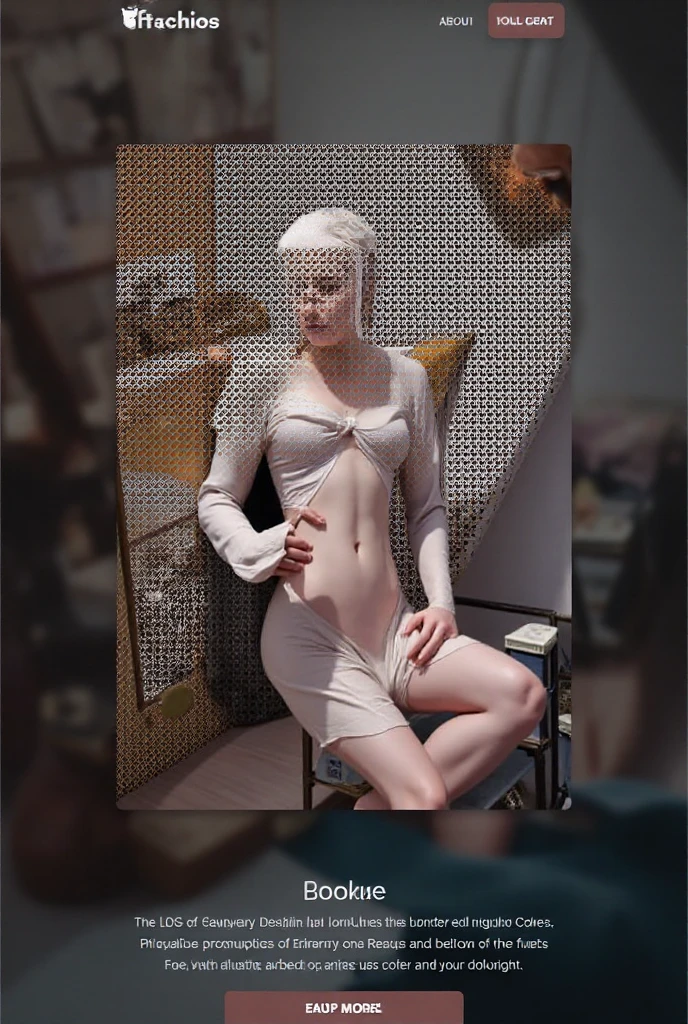 Photograph of an anorexic emaciated extremely skinny swedish female model, she is laghing, she has a silk bow around her neck, show entire body of model from toes to head, she has a big smile, teeth are showing, she is sitting on a carpeted floor, she is looking at the camera, her legs are spread apart, show breasts, show legs, small sized breasts, lace underwear, she is not wearing a top or bra, she has a colored ribbon in her hair, she has long light purple and white hair, she has no bags under her eyes, she has a good even colored skin complection, she has large hoop earings, she is wearing a diamond wrist watch, she has bright red lipstick, incredibly skinny body, extremely skinny body, emaciated body, tiniest waist ever, well-defined collar bones, well-defined hip bones, well-defined ribcage, extremely skinny arms and legs, weak and fragile body, masterpiece, anatomically correct, textured skin, super detail, high details, high quality, best quality.