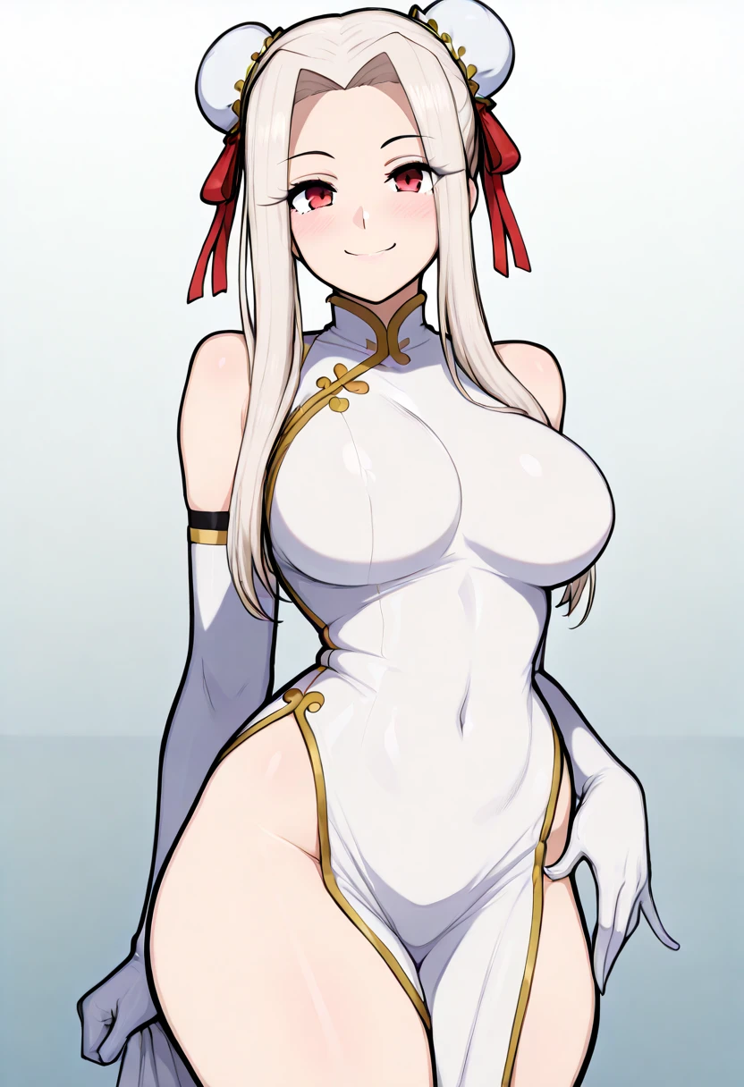 1 girl, shiny backlight, volumy long ponytail, silver hair, red eyes, middle breasts, her hair is fluttering down, white fantasic leotard outfit, white long loincloth,brown belts, long Quiver of Arrows behind back, open legs,open thighs, arched back, scerious,gazing, cowboy shot, masterpiece, best quality, general,arms behind back,