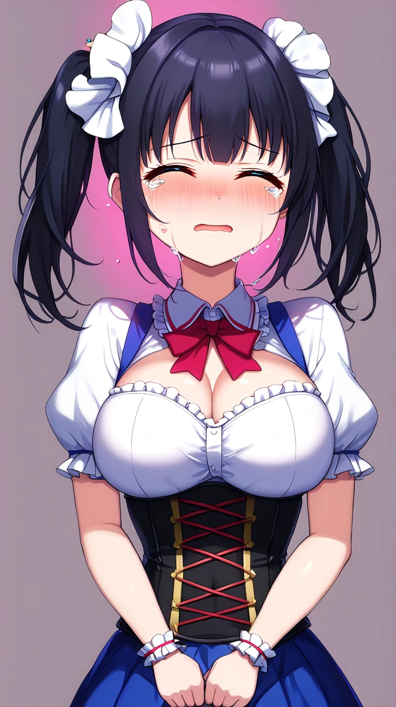Stema Peace、hanekawa tsubasa、attack of glasses、A dark-haired、two braids、large boob、 (Black hair, Brown eyes, Round face), (nose blush, half opened eye),, [Full body shot]、eye glass、Head-to-toe shots、A dark-haired、Tying up the chest...、lifted by a rope、あいuncensored、uncut、20+、Ahegao、Overflowing love juice、uncensored、pink nipples、