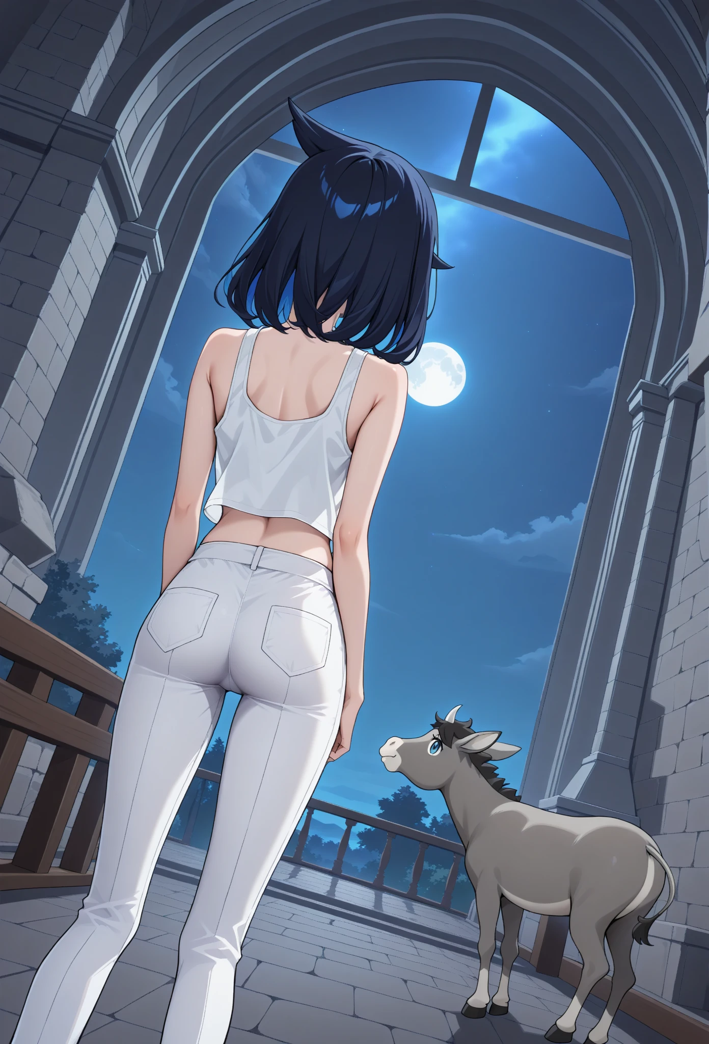 a naked girl, short stature, small breasts, with cat ears, with a cat tail, ass, stunning eyes, wearing boots, in the desert dunes, night, full moon, ultra HD, 8K,