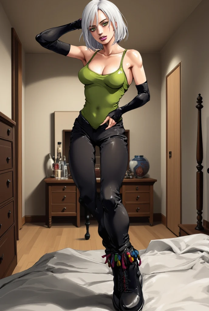 Bulma character, in dragon ball anime, realistic, ultra detail, 70mm lens, 4k, realistic, carismatic, very detail, full body, real skin
