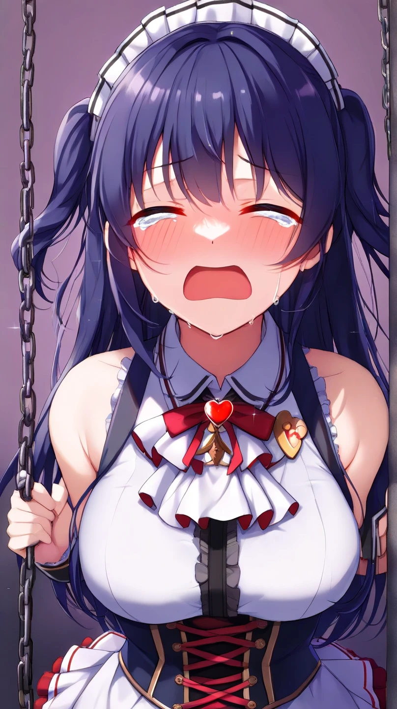 (Very small girl rides guy perfectly:1.5)、(Straddling Girl:1.3)、(Big Breasts:1.8)、(eyes half closed:1.3)、(Crying:1.4)、(tears:1.3)、(The body shakes violently)、8K resolution、 ((Highest quality))、Anatomically correct、(Expose:1.9)、((Hasselblad Photos))、[:(Detailed face:1.2):0.2]、(heavy rain:1.5)、(Sweaty:1.6)、(Squat:1.4)、(Intense sex:1.9)、(Thick penis:1.9)、(Dripping a lot of semen from the vagina:1.6)、(Groping the chest:1.6)、(Several middle-aged men:1.6)、(Spread your arms wide:1.4)、(Top view:1.6)、(Braiding hair:1.5)、(Loss of strength from the body:1.3)、(Breast milk production:1.6)、(呻吟)、(Knee socks)、(hat)、(ejaculation)