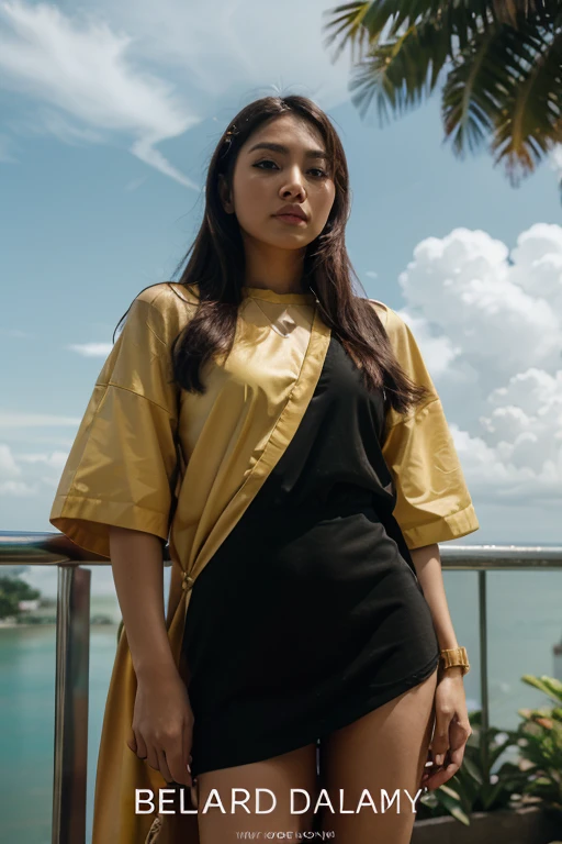Seorang pendekar wanita yang cantik berambut panjang hitam lurus memakai ikat kepala. Kemben berwarna putih motif gold sedang berjalan membawa pedang di belakang punggungnya di temani harimau putih. Latarbelakang hutan dan langit senja