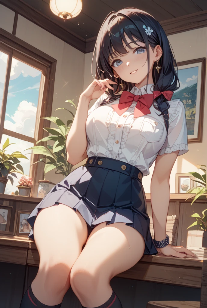 (((toppless))), (((Show off your school uniform, Sleeveless ))), (((Show off ))), (((Large breasts))), (((Open front))), (((Sheer Micro Mini Skirt))), (((Spread legs))), (((Sunny))), extremely detailed CG unified 8k wallpaper, very fine 8KCG wallpaper, (masterpiece, Best Quality), High resolution, Ultra-detailed, ultra-sharp, 1 girl, Naked, (((Sheer Micro Mini Skirt)))