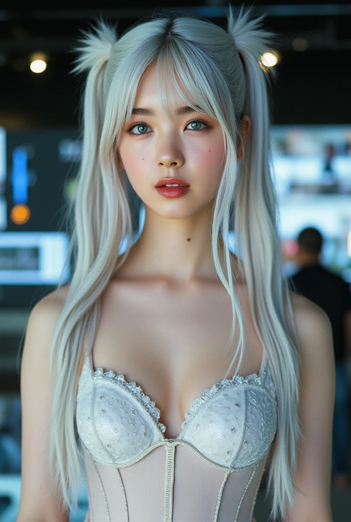 ((((Beautiful white hair))))、((small head))、Beautie、Beautuful Women、Japan Idol、(Perfect body:1.1)、(年轻)、(Beautiful white hair with short wavy:1.2)、(((8K))、(( Raw photography)))、(((a white bikini)))、(Highly detailed 8k wallpapers)、(extremely delicate and beautiful)、(​masterpiece)、(top-quality:1.0)、(超A high resolution:1.0)、beautiful  lighting、Perfect Lightning、realistic shadow、[hight resolution]、 Detailed skin、ultra-detailliert、thin clavicle、perspired、爆乳、huge tit、beutiful breast、red blush、Photorealsitic、Lifelike face、realisticeyes、is looking at the camera、a smile、 Lips with pink lips、natural make up、The best very happy smile、((best qualtiy)), ((tmasterpiece)), huge filesize, ultra-detailliert, hight resolution, ighly detailed, top-quality, ​masterpiece、full bodyesbian、Three-dimensional depiction、all-fours、all-fours、all-fours、((Show your))、((Show your))、Rear view、Rear view、Rear view、Rear view、s ass、s ass、s ass、s ass、A sexy、Mare、sand beach、blue-sky