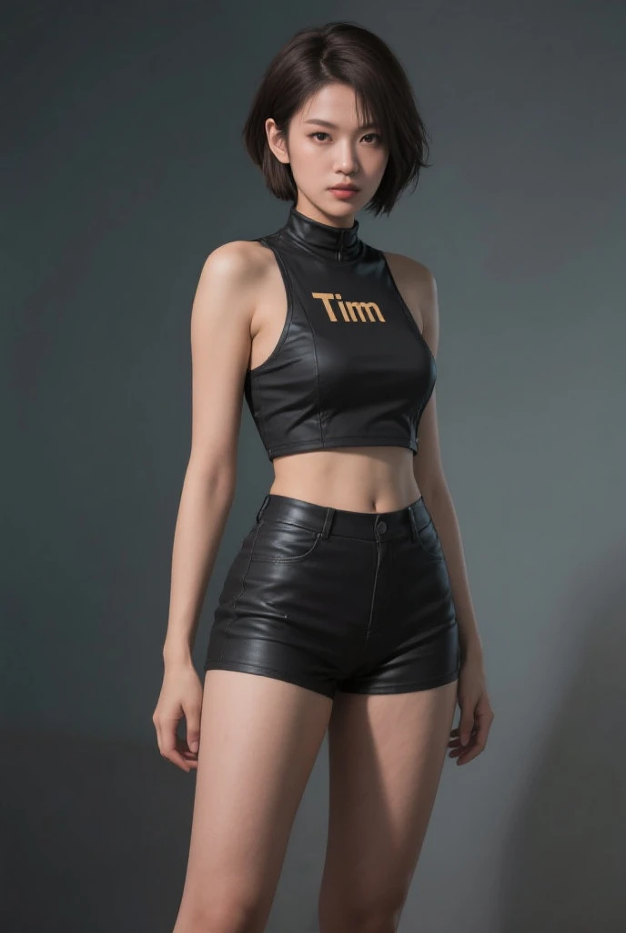 1girl in、独奏、Parted lips、(a navel)、(legwear very)、Street、hands on own breasts、see the beholder、realisitic、PA Real, masutepiece, Best Quality, ((Lauren Gray, Olivia Dunn's face)) 1girl in, 独奏、 (Graffiti:1.5), Paint Splatter, Inside the city, A bracelet, Thigh strap, tilt of the head, Gold Hair, Gray-blue eyes of the iris, 8K resolution, intricate clothing, Intricate details,long、Athletics Uniforms、slenderbody、Protruding buttocks、turned around、A smile、