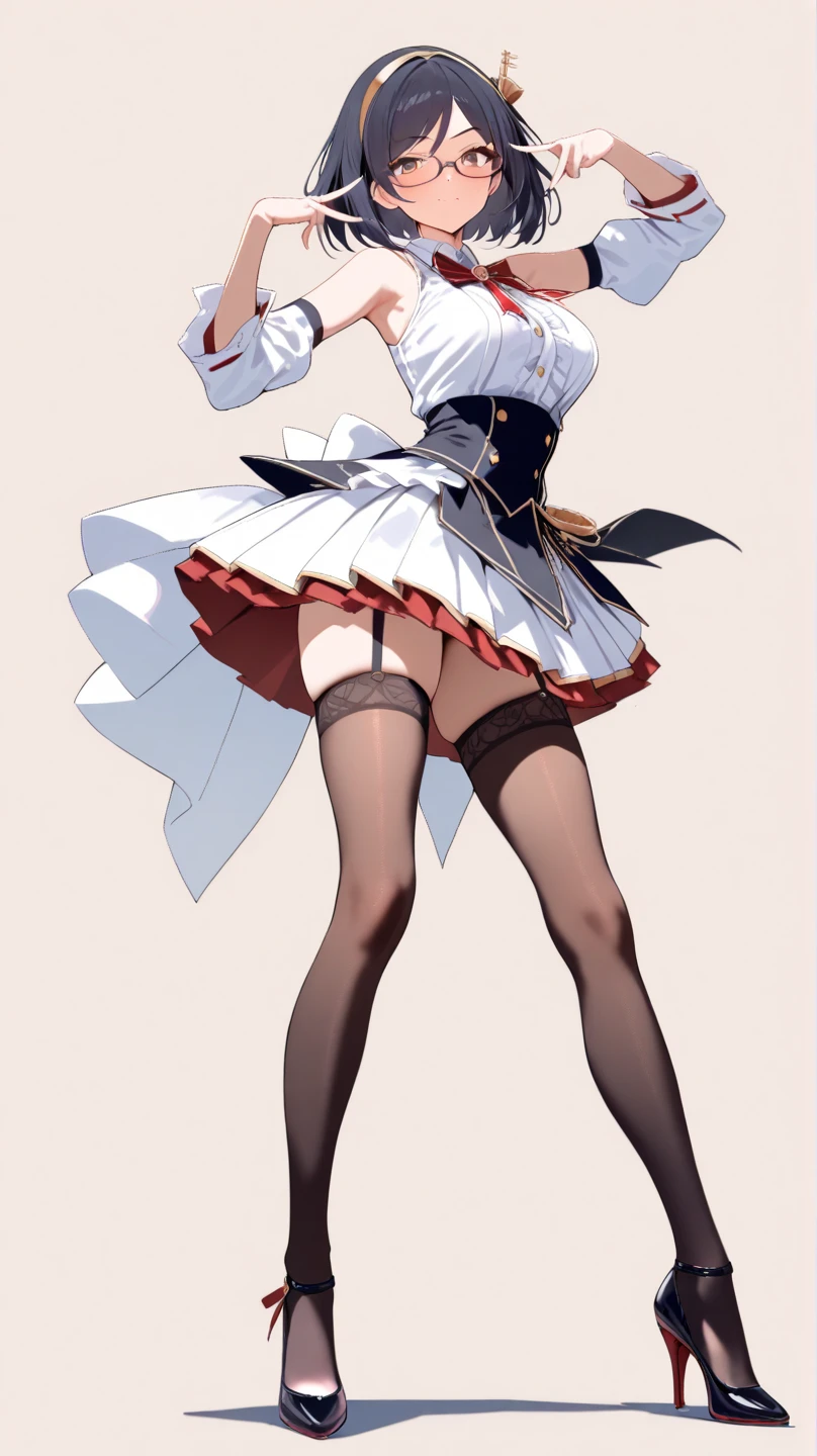 Suzuki airy、1 pretty girl, (hair length)、(black fur)、(ranger rose), (alone) (fitted jumpsuit), ((mini skirt)), black tie, long white gloves, (white thigh high boots), (18 years), huge ass 、 Look at the spectators,No background、((Leave'Shows your underwear.))、((back view))