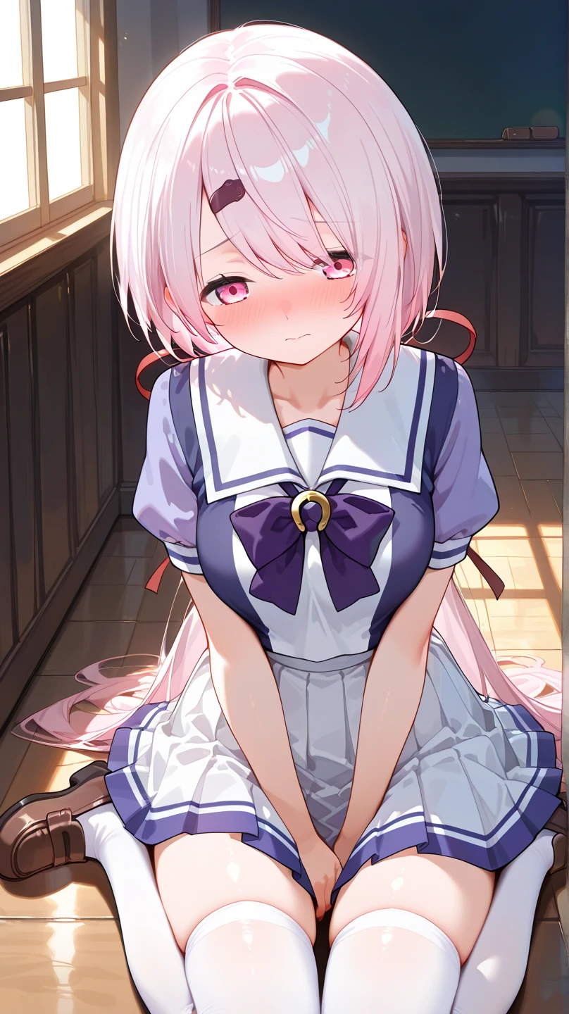 Harusame、blush,smile、Pink Hair、Side Ponytail、Wear a hat、uniform、Fighting at sea、Primary school students、The back is very small、Lolita、Small breasts、Please show me your armpits、exterior: 14 years old、Shoulder Bare、The clavicle is visible、Sexy thighs、Beautiful feet、Usual hairstyle、highest quality, High resolution, unity 8k wallpaper, (shape:0.8), (Beautiful and beautiful eyes:1.6), Highly detailed face, Perfect lighting, Extremely detailed CG, (Perfect hands, Perfect Anatomy),