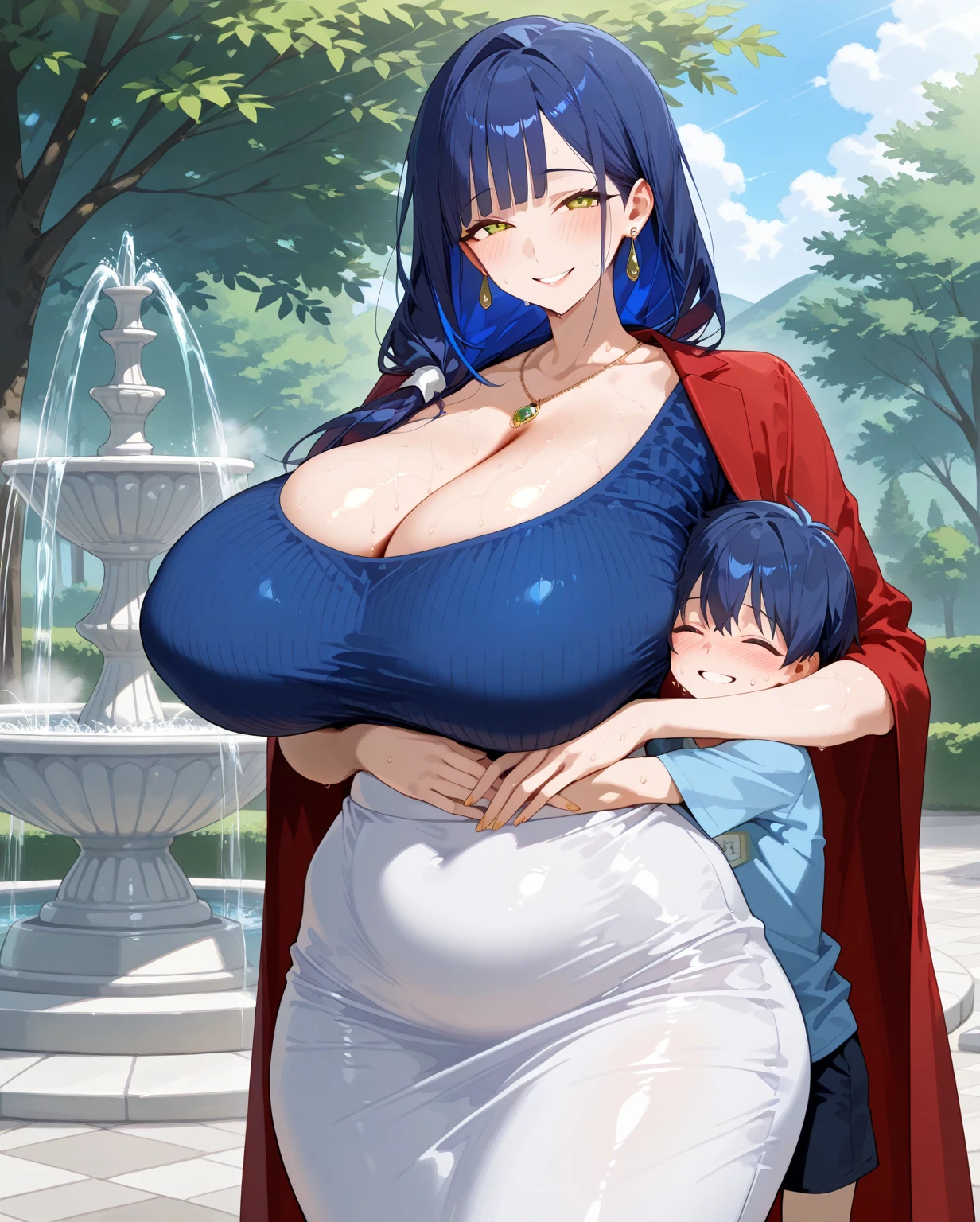 (Private 4K)、(High resolution:1.2)、(High freshness:1.2)、、(Whole Body Ezbian:1.2)、(Old German town:1.2)、(Super-sized mother and cute little son holding hands:1.8),((Woman with exaggerated big physique))、(Huge muscles:1.4)、,((very dark skinned woman:1.2))、