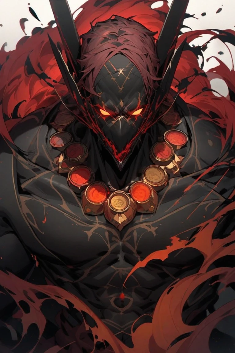 pov,1boy,dynamic angle, combat posture,orange hairs, dark clothes,(half masks),tattered cloak,Black swords,perfect male figure,dark red fire,dark red magic aura,dramatic shadow,ray tracing,strong rim light,depth of field,Dynamic line