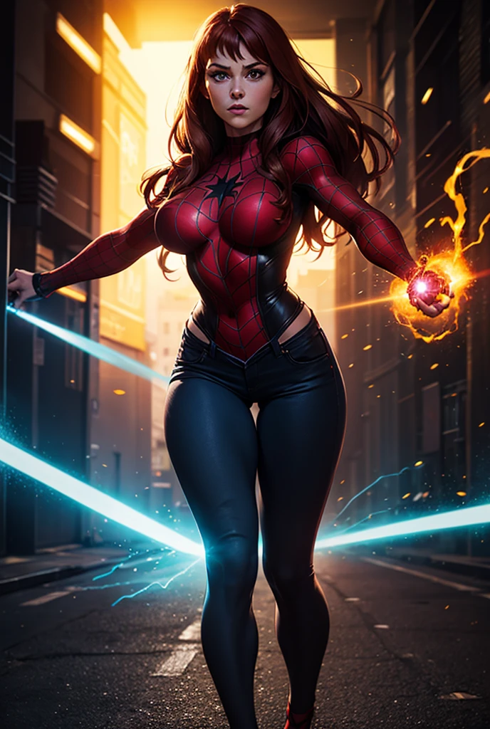 Maximum resolution/quality/sharpness, Unreal Engine 5/Power Rangers/Tokusatsu/Mortal Kombat/Super Metroid, Cartoon/Disney/Dragon ball/Style, ((1/Woman/big breasts1/helmet/belt/Mega Man-X/Kamen Rider/Spiderman)), mohawk long hair, looking at the viewer, pose, City at night shower strongly.