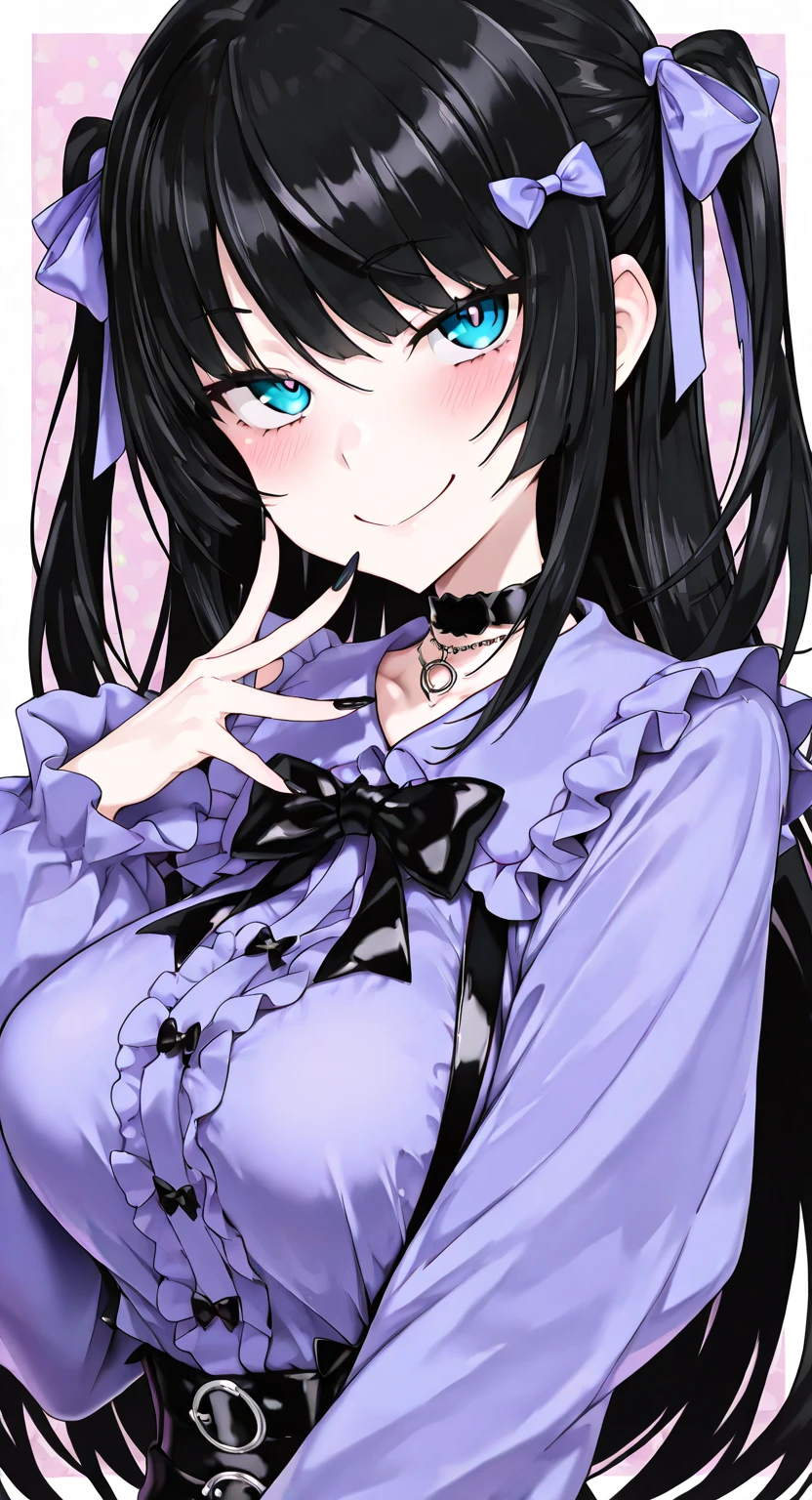 (8K、Highest image quality、highest quality、masterpiece)、detailed face、1 girl、black hair、long hair、twintails、blunt bangs、pink eyes、evil smile、((grin))、earrings、Moderate chest、pink clothes、frills、((off shoulder))、black mini skirt、cowboy shot、burnig downtown background,evil huge laugh,lipstick,sadistic smile,deep shaded face,,smile worst,worst ridecule,evil moukery,,,two hands,five fingers