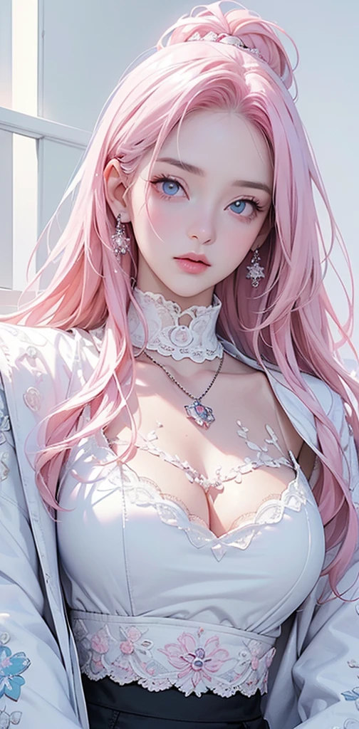 (logo、masterpiece、8k、table top、RAW photo、wonderful、最high quality、Photorealistic and hvery detailed CG integrated 8k wallpaper、high quality、very detailed、Narrative poem、particle effects、dynamic effects、written boundary depth、cinematic light、Lens flare、ray tracing)、fantasy、 (1 beautiful woman、light pink hair、beautiful face、real face、beautiful detailed eyes、beautiful skin、woman dancing gracefully:1.7、woman dancing gracefully:1.7)、Hair flutters in Wind、hair bouncey hair dances in the wind、hair jump、halter neck、leather pants、leather jacket、silver earrings、night、Wind、darkness、snow and hoarfrost、very cold winter day、snow-capped mountainや森、hoarfrost、snow-capped mountain々、The beauty and brilliance of frost-covered trees、Serenity and beauty meadow of ice and snow world、vast land、Lakeside、wonderful scenery、Beautiful natural wind scenery、night sky、Wind、cherry blossoms、cherry blossomsの花びらが舞っている、SakuraFubuki、falling petals