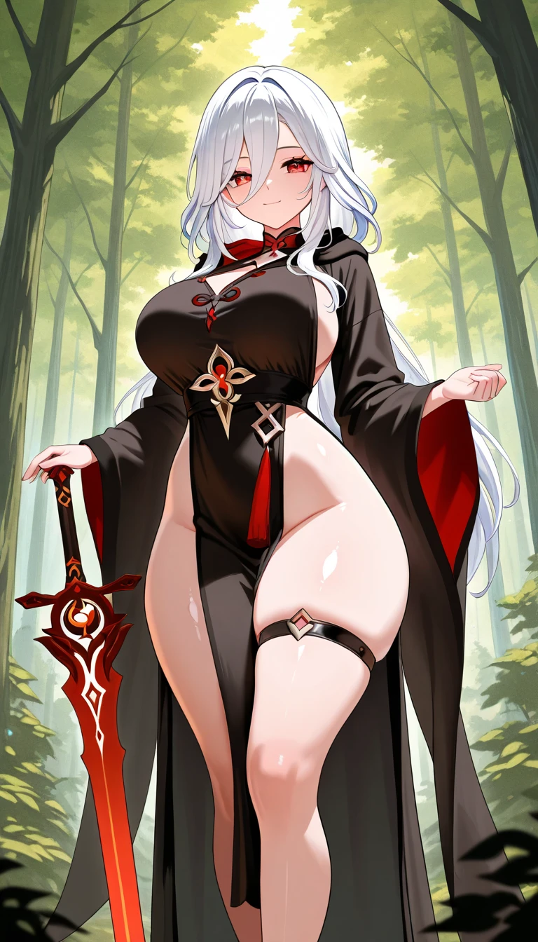 (masterpiece), best quality, expressive eyes, perfect face, sexy woman, (white skin), sexy, huge natural boobs, huge ass, full body, jewelry, ((low heel)s), (dark red dress shirt with sleeves rolled up), (grey pants), (black vest), beautiful, loving long (silver hair), mlp, mlp oc, red eyes, tall, (((1girl))), silver tail, ((tattoo of a chaos star)), Equestria Girls OC, EG OC