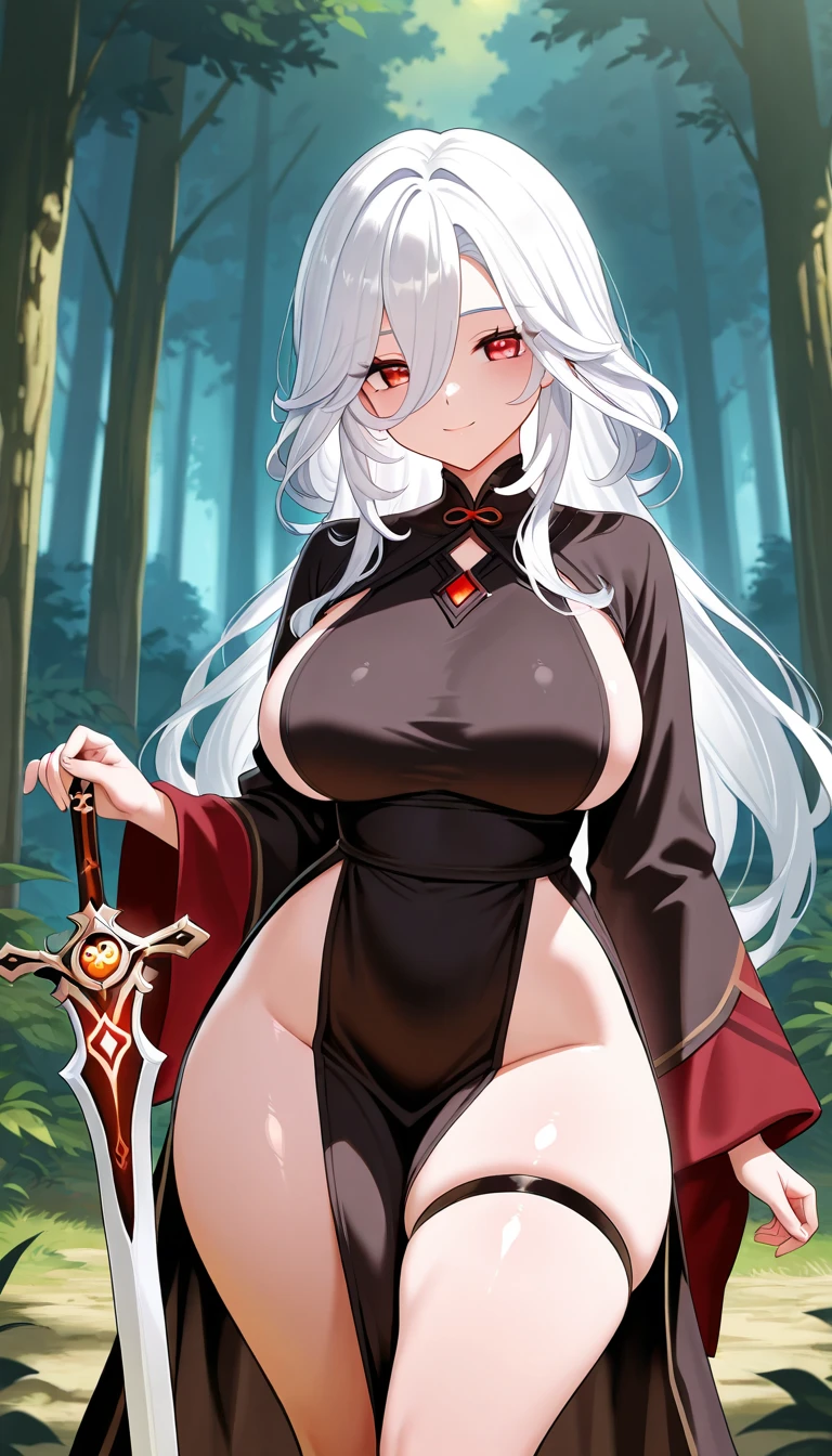 1girl, 1 female, Jeanne d'Arc Alter, Fate Grand/Order, anime style, ultra realistic, high detail, sexy pose, sexy, beautiful, exposed skin, slender, skinny, exposed breast, medium breast, nipples, nude, nudity, absurdres, high res, ultrasharp, 8K, UHD, retina, masterpiece, accurate, anatomically correct, perfect anatomy, textured skin, super detail, high details, high quality, award winning, best quality, high res, looking at viewer, detailed eyes, four fingers and one thumb per hand, perfect hands, perfect finger, two arms only, no clothes, revealing, platinum blonde hair, yellow eyes