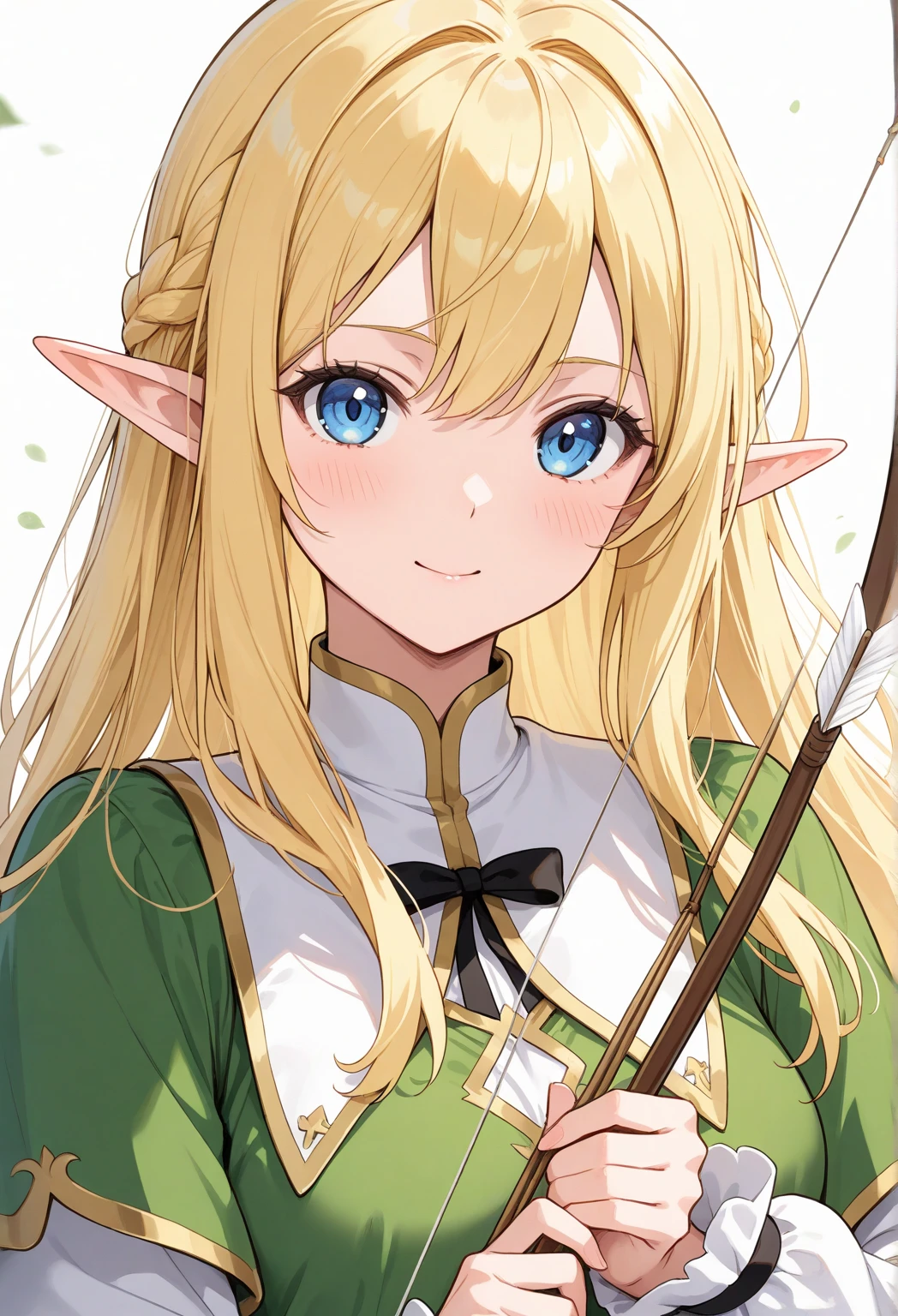 the elf,Picture highlights,Plain white background,blond hair,Armed with a bow and arrow