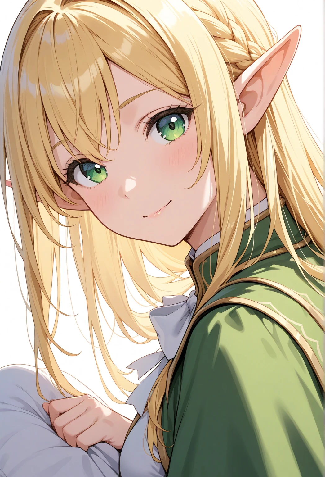 the elf,Picture highlights,Plain white background,blond hair,Armed with a bow and arrow