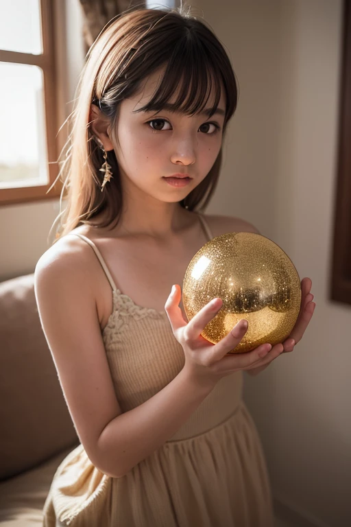 illuminate, illuminate, A charming close-up portrait , showing a beautiful bird ,A quiet morning , A soft golden light shines , A soft bokeh ball gently surrounds its petite body