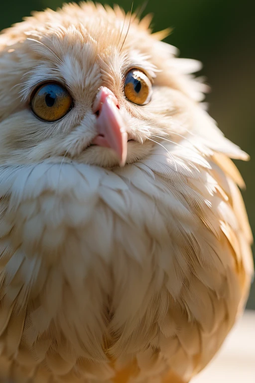 illuminate, illuminate, A charming close-up portrait , showing a beautiful bird ,A quiet morning , A soft golden light shines , A soft bokeh ball gently surrounds its petite body