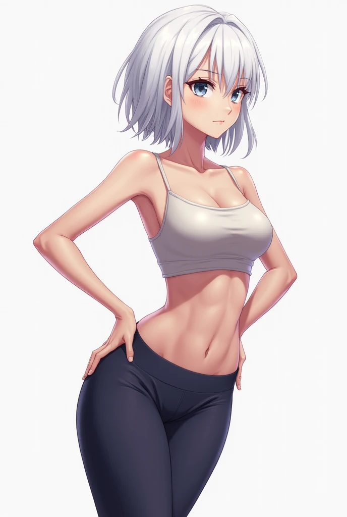 _asura style, 1girl, breasts, eris_greyrat, solo, red_eyes, one_eye_closed, underboob, red_hair, long_hair, open_mouth, ahoge, shorts, shirt, sitting, large_breasts, black_shorts, white_background, tank_top, looking_at_viewer, hair_between_eyes, bangs, simple_background, armpits, open_clothes, aged_up, open_shirt, barefoot, short_shorts, white_shirt, arm_up, ?, crop_top, ;o