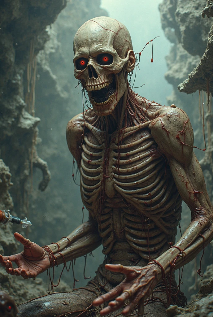 zomb00d, skeleton, teeth, orange eyes, glowing eyes, realistic, light particles, night sky, creature feature, Stately, <lora:zomb00d-000010:1>